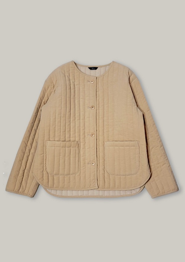 corduroy stitch padding jacket-lemon beige