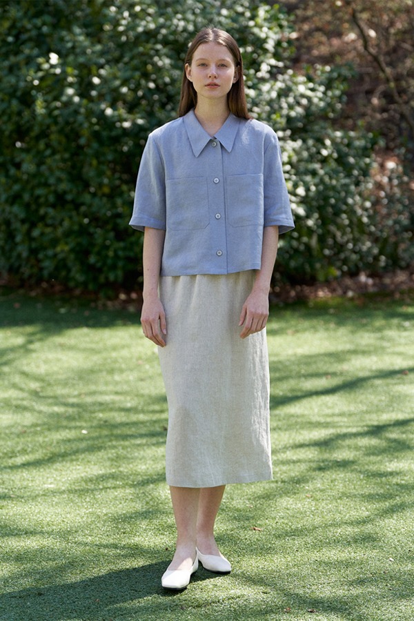classic linen skirt-oatmeal