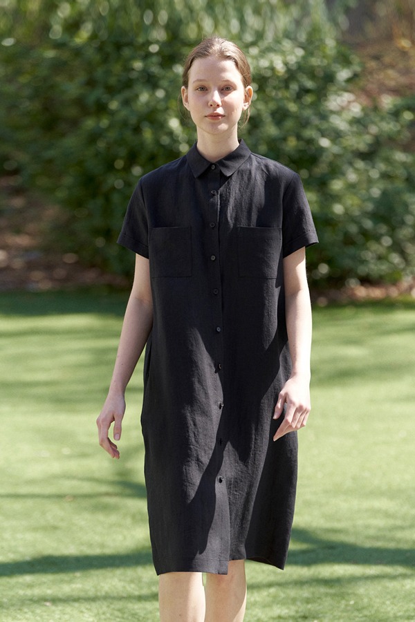 linen pocket one-piece-black
