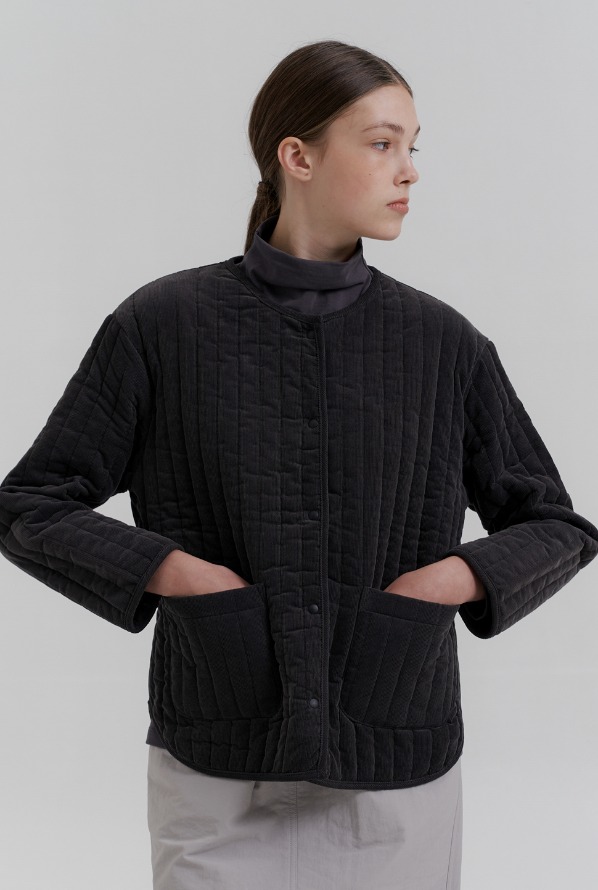 corduroy stitch padding jacket-charcoal