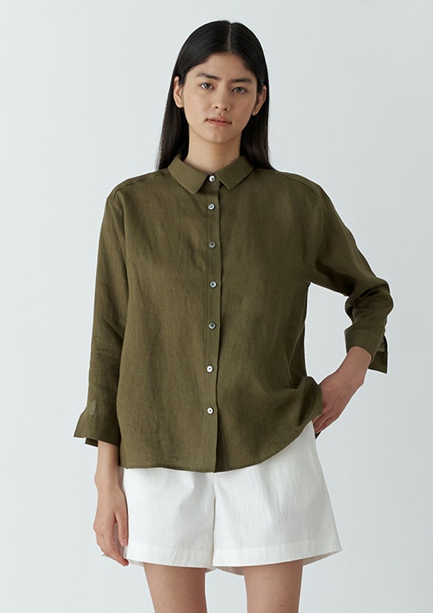 linen blouse - khaki