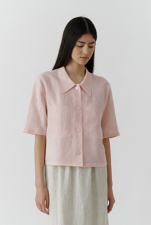 collar point blouse - indie pink